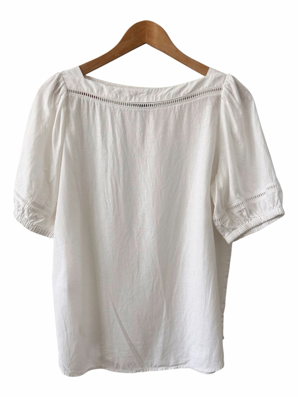 Ann Taylor Factory White Puff Sleeve Linen Lightweight Women’s Blouse Small